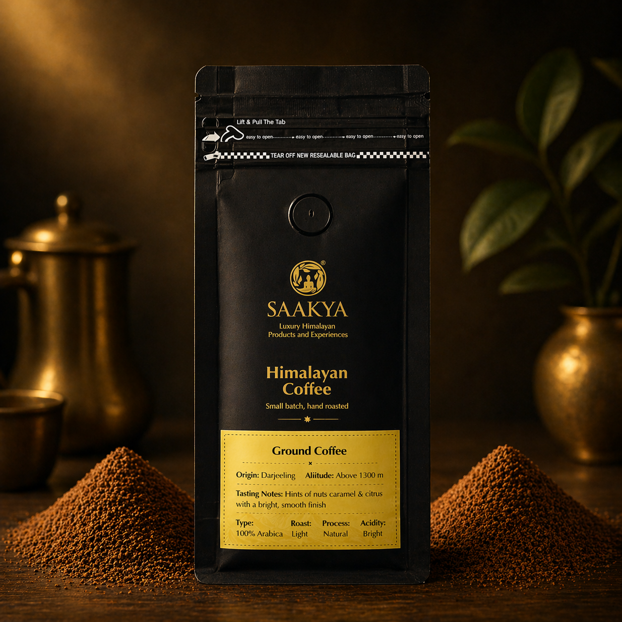 Saakya Himalayan Coffee | Darjeeling Light Roast | 250g - Ground - French Press