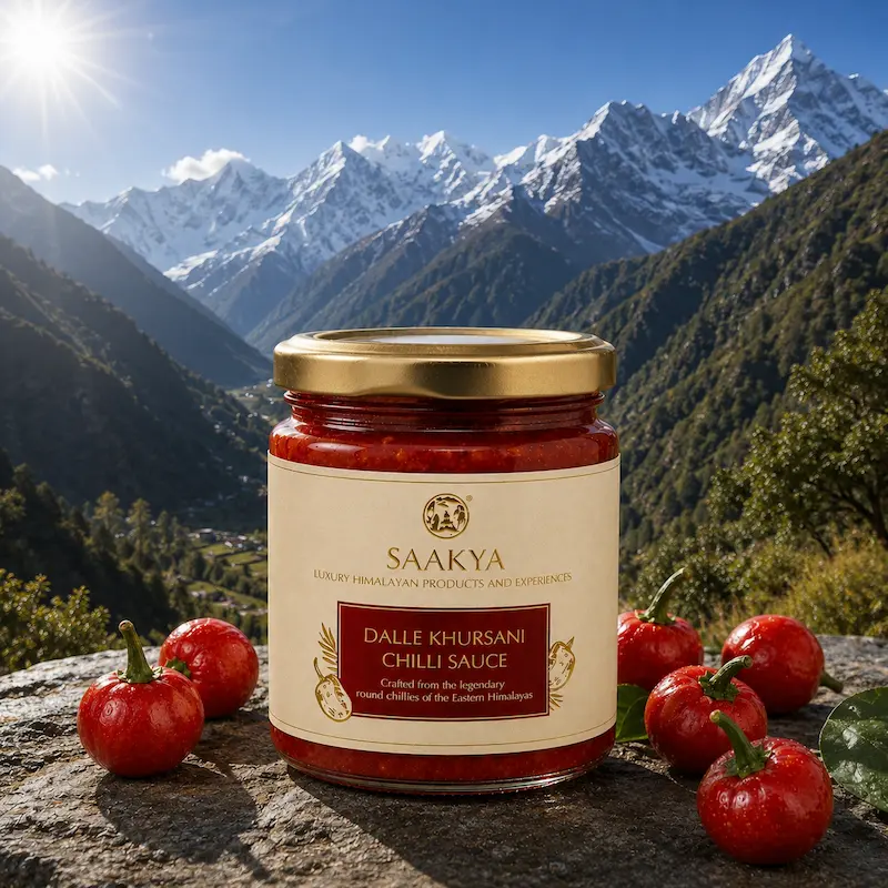 Saakya Dalle Khursani Chilli Sauce 200ml – GI tagged Darjeeling hot sauce made from rare Dalle Cherry Chillies