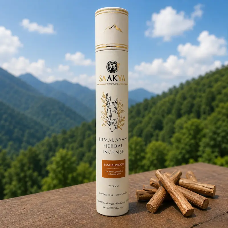 Saakya natural sandalwood incense sticks – 22 handcrafted Himalayan sticks with free incense holder