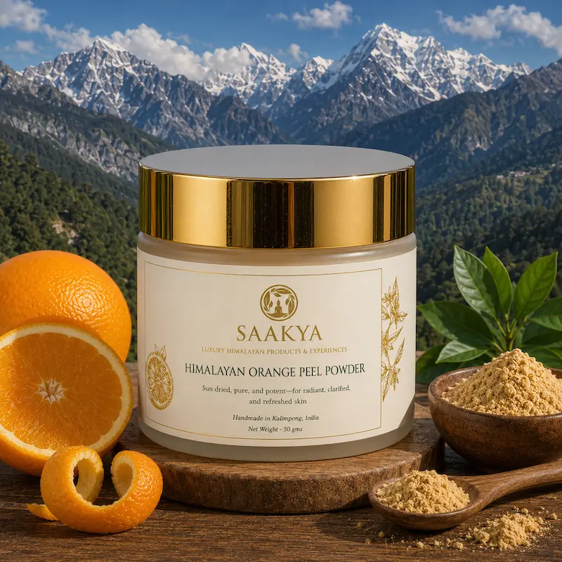 Saakya Himalayan Orange Peel Powder for skin 50g – made from GI tagged Darjeeling Mandarin oranges for natural glowing skin