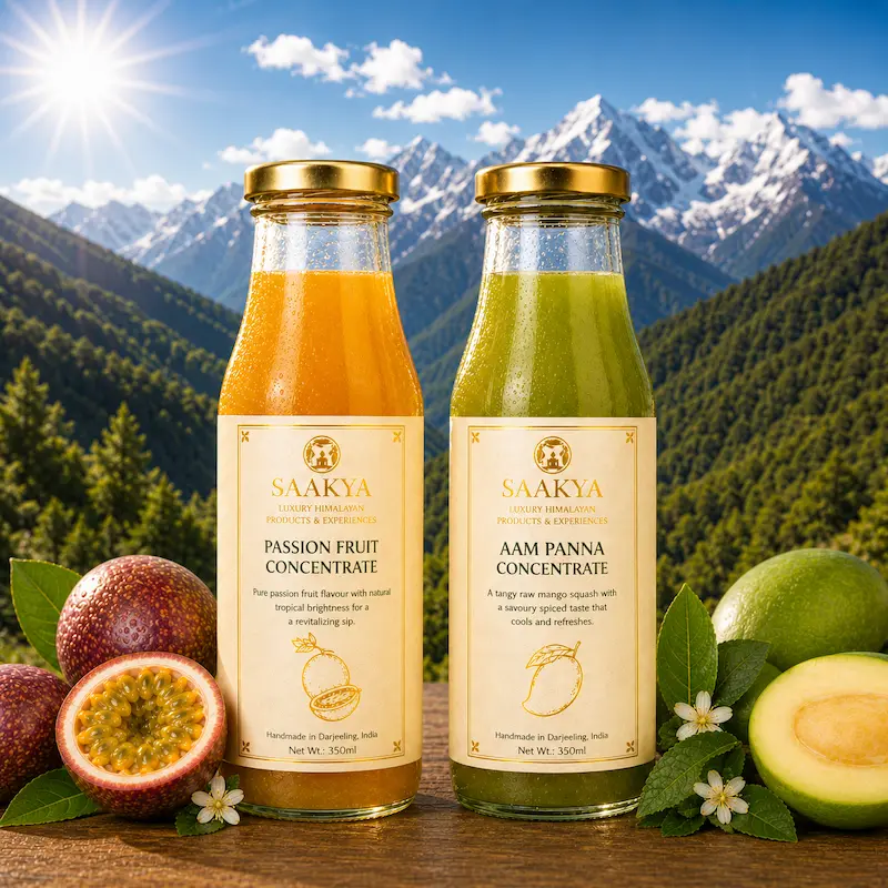 Saakya Desi Summer Duo fruit concentrate combo – Aam Panna and Passion Fruit Concentrate 350ml each