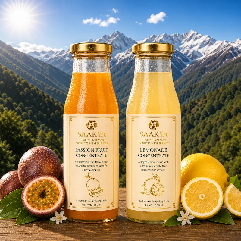 Saakya Sunshine Squeeze Duo fruit concentrate combo – Lemonade and Passion Fruit Concentrate 350ml each