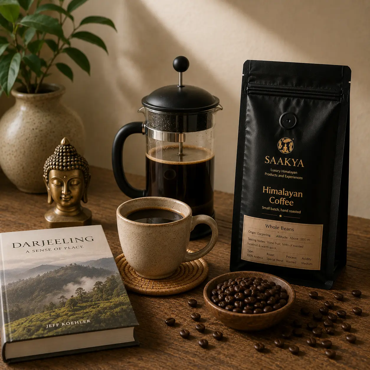 Single-origin Himalayan Arabica coffee sourced from Darjeeling and Kalimpong in the Eastern Himalayas.