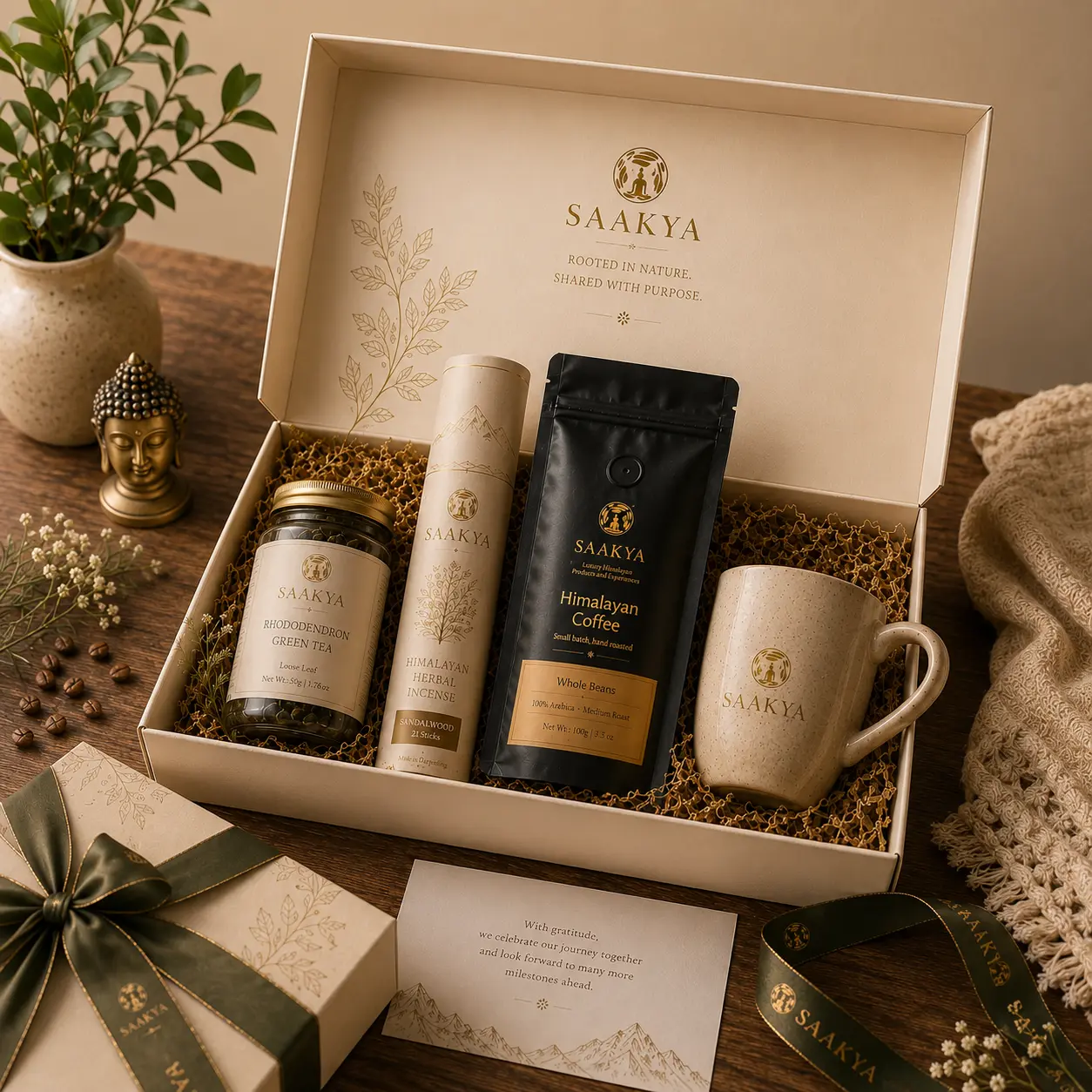 Thoughtful Himalayan gift hampers featuring incense, tea, coffee and curated gifting essentials.