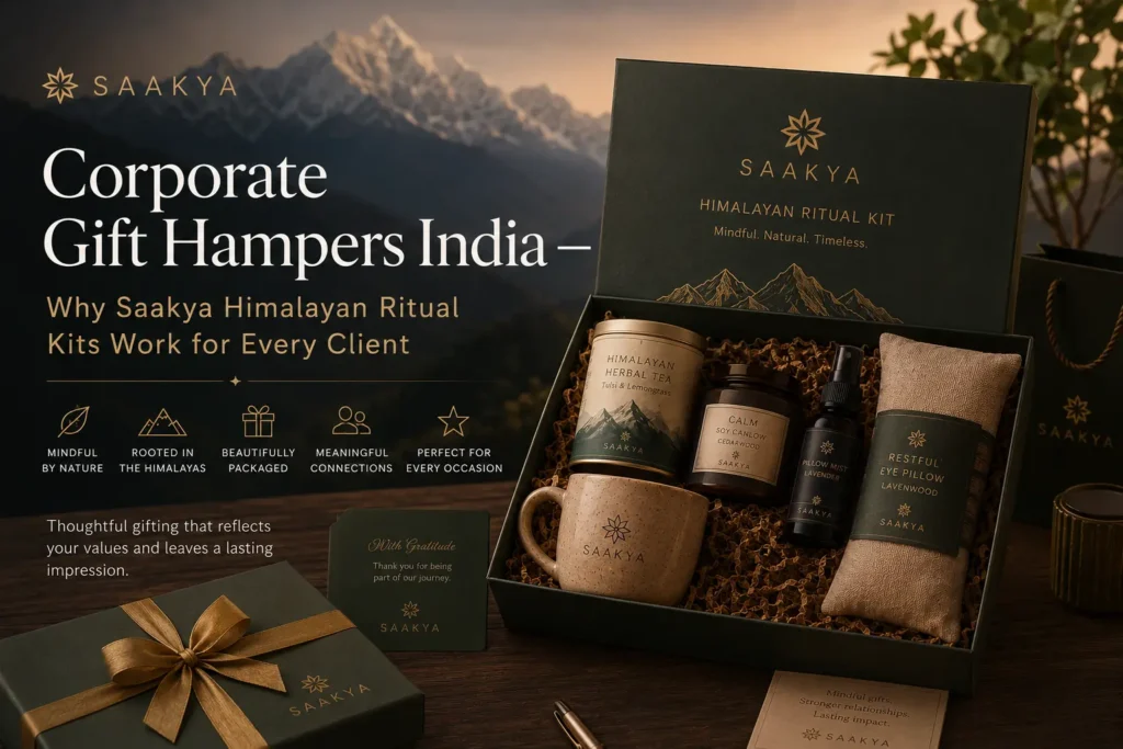 Corporate gift hampers India — Saakya Himalayan ritual kits for Diwali client and employee gifting bulk orders