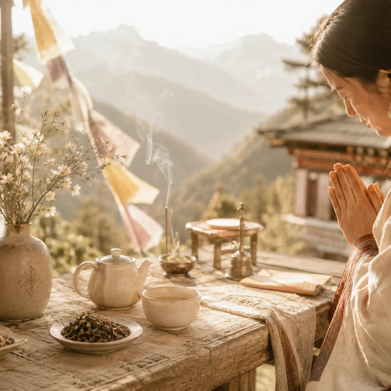 Himalayan tea and specialty coffee inspired by Serkem, a traditional mountain morning ritual from the Eastern Himalayas.