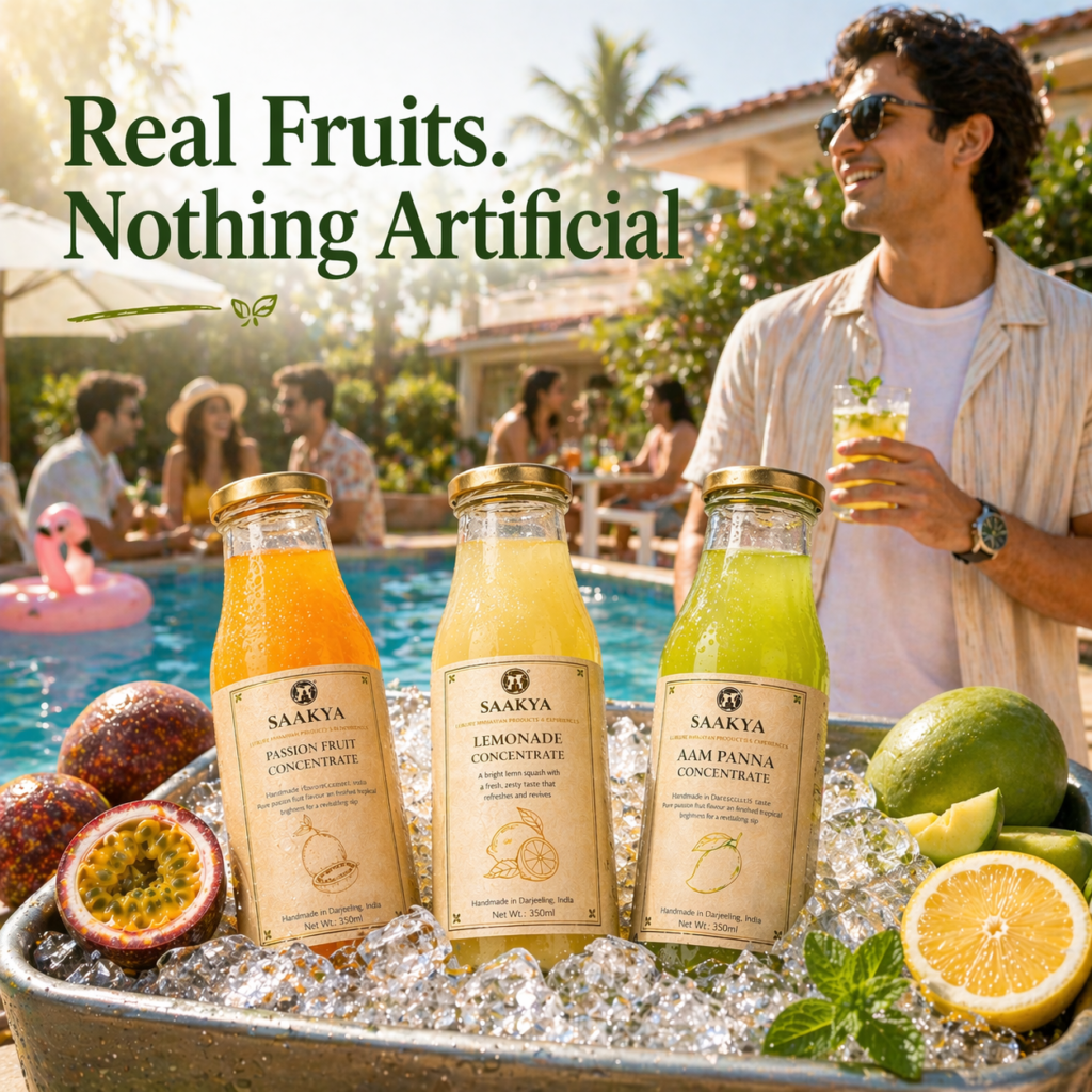 Saakya fruit concentrate collection — aam panna lemonade passion fruit natural summer drinks India
