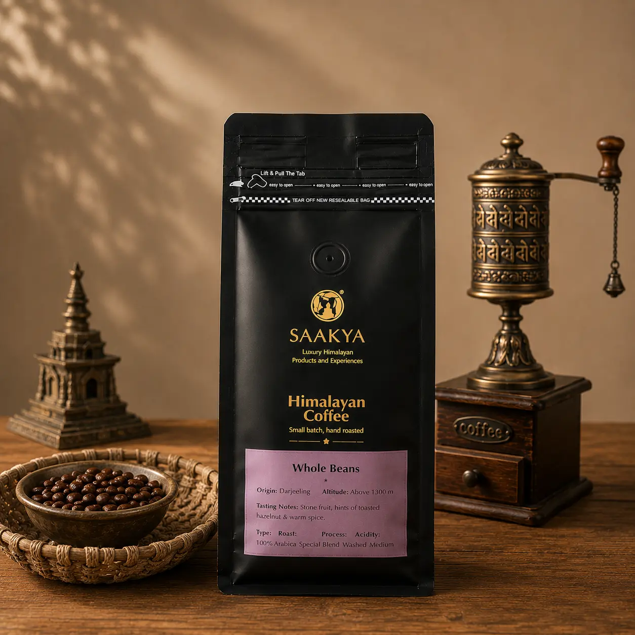 Saakya Himalayan Darjeeling Espresso Coffee 250g – 100% Arabica stone fruit cocoa single-origin blend