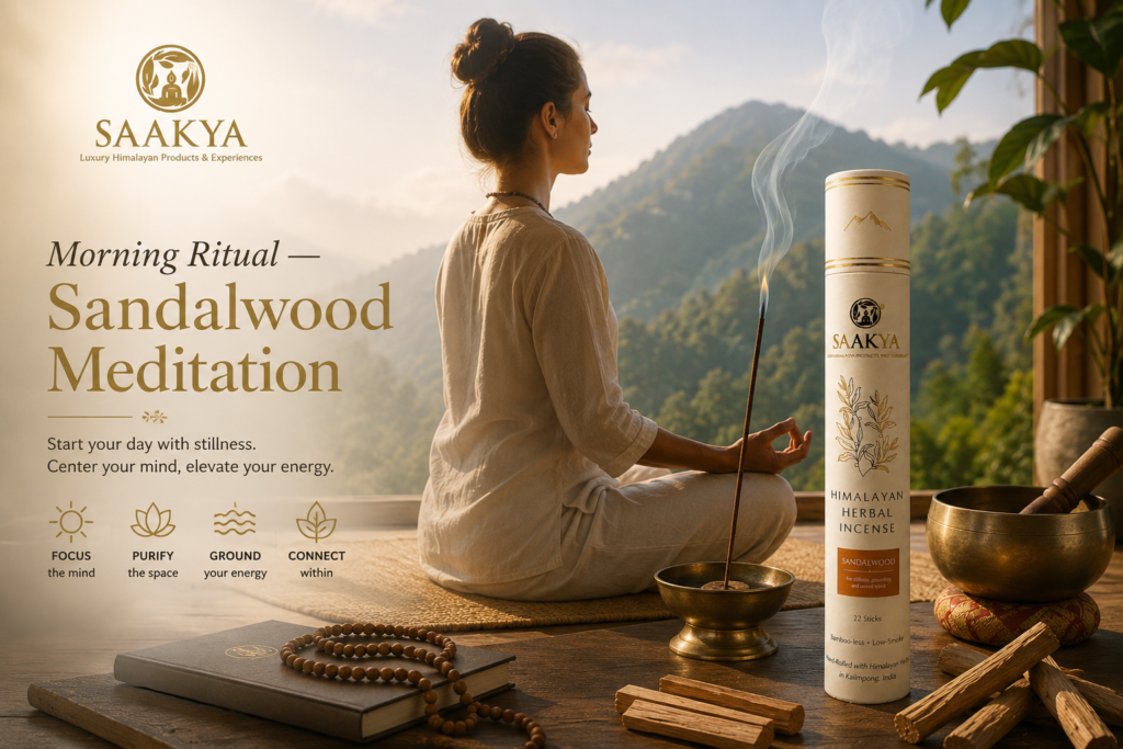 Saakya sandalwood incense sticks for morning meditation ritual — Himalayan natural agarbatti