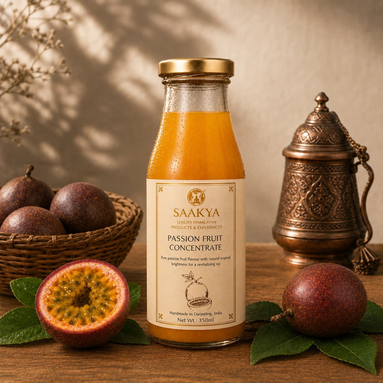 Saakya Passion Fruit Concentrate handmade in Darjeeling with fresh passion fruit